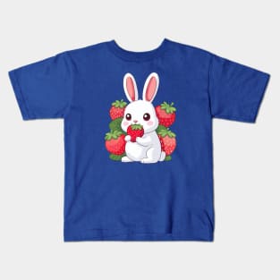 Strawberry bunny - cute kawaii bunny and Strawberry art Kids T-Shirt